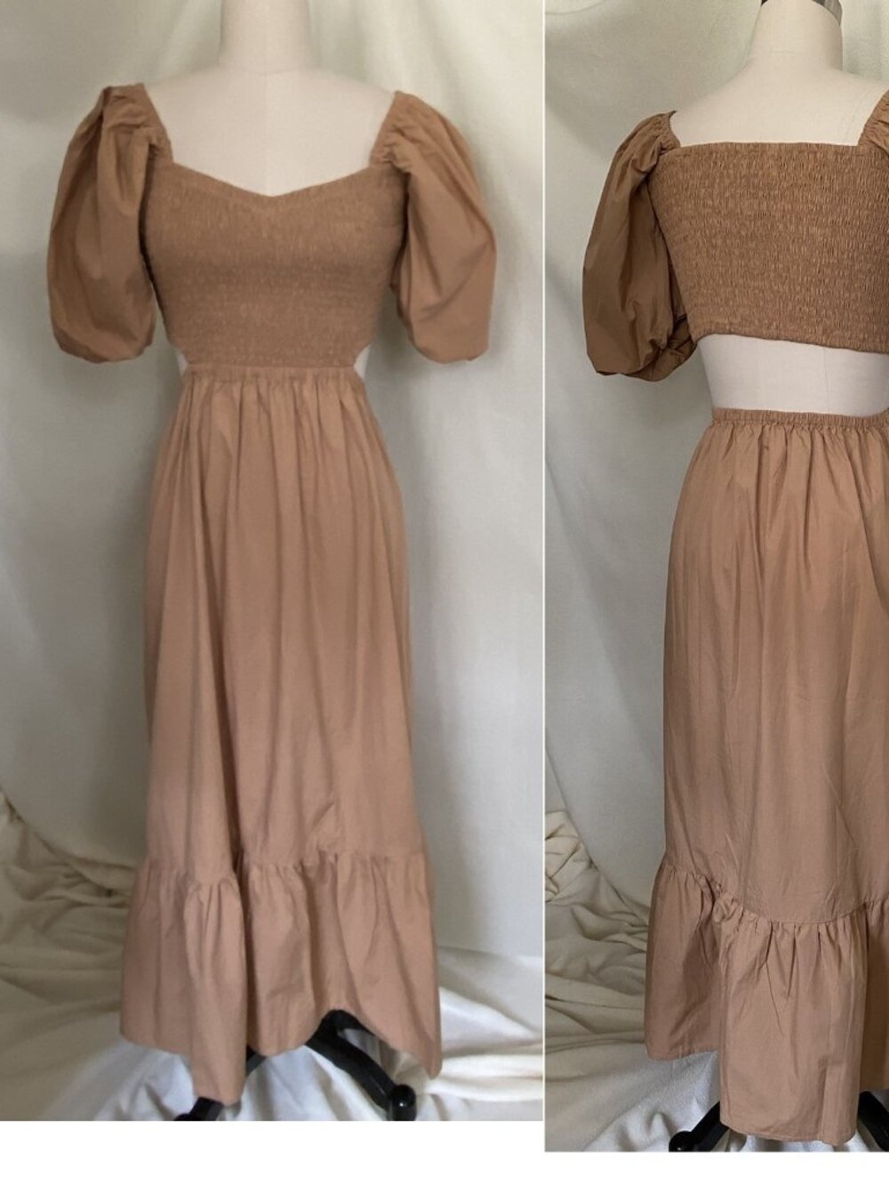 Anthropologie Faithfull Smocked Cut-Out Midi Dress new with tag - Picture 8 of 10